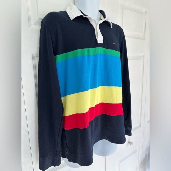 Tommy Hilfiger Rugby Polo Colorblock Shirt Top Size Large - Picture 4 of 10